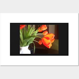 Red Orange Tulip in Vase Posters and Art